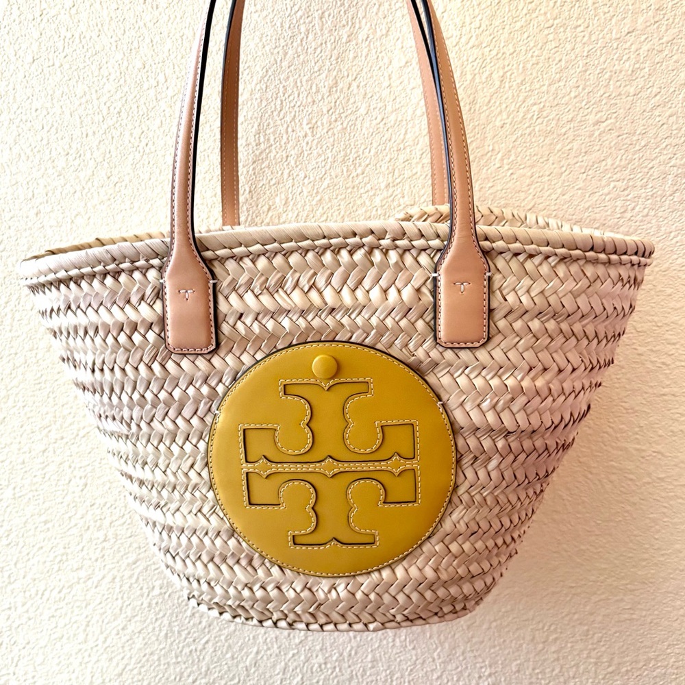‼️SOLD‼️ Tory Burch Beige and Yellow Woven Tote Bag